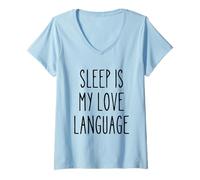 Femme Pyjama drôle ironique pour Dormir dire l'amour langage Humour T-Shirt avec Col en V