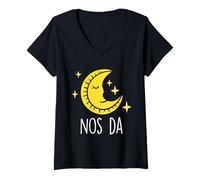 Femme Pyjama gallois Bed Time Nos Da Good Night Pays de Galles T-Shirt avec Col en V