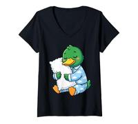 Femme Pyjama Nuage Mignon en Forme de Canard endormi T-Shirt avec Col en V