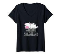 Femme Pyjama Winging it in Dreamland T-Shirt avec Col en V