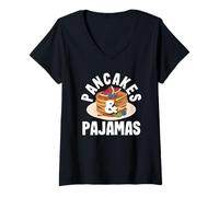 Femme Pyjamas Crêpes Breakfast Vibes Cozy Mornings T-Shirt avec Col en V