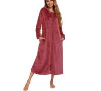 Femme Pyjamas Flanelle D'hiver Loungewear Robes Vêtements De Nuit Robes De Chambre Et Kimonos Peignoirs De Bain Tops Salopettes Casual Soirée Habillée Cocktail Mante red-L
