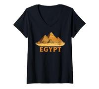 Femme Pyramides de Gizeh égyptiennes Vintage de Voyage en Égypte Souvenir T-Shirt avec Col en V