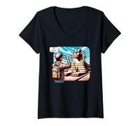 Femme Pyramides égyptiennes Amusantes de Gizeh et du Sphinx T-Shirt avec Col en V