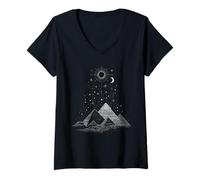 Femme Pyramides égyptiennes | Égypte | Voyage de Vacances | Pyramides T-Shirt avec Col en V