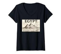 Femme Pyramides égyptiennes Vintage de Gizeh - Souvenir de Voyage T-Shirt avec Col en V