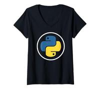 Femme Python Programming Language Logo T-Shirt avec Col en V