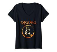 Femme Qi Gong Vêtements de Tai Chi avec Chigong et Yoga T-Shirt avec Col en V