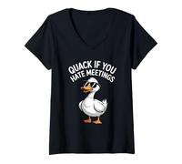 Femme Quack si vous détestez les réunions en caoutchouc Ducky T-Shirt avec Col en V