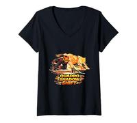Femme Quadro Shadow Shift Speed Clone Motion Design T-Shirt avec Col en V