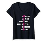 Femme Qualités Mère Incroyables Aimer Belle Pensée T-Shirt avec Col en V