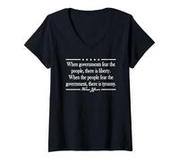 Femme Quand GOUVERNEMENTS Fear The Personnel IL Y A Une Citation LIBERTÉ T-Shirt avec Col en V
