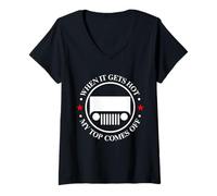Femme Quand il fait chaud, mon haut se détache T-Shirt avec Col en V