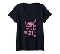 Femme Quand Je me réveillerai, j'aurai 21 Ans T-Shirt avec Col en V