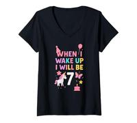Femme Quand Je me réveillerai, j'aurai 7 Ans T-Shirt avec Col en V
