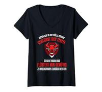 Femme Quand Je Viens dans l'enfer, Le Diable quitte Son trône. T-Shirt avec Col en V