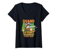 Femme Quand La Forêt m'appelle Je Dois Y Aller Forestier T-Shirt avec Col en V