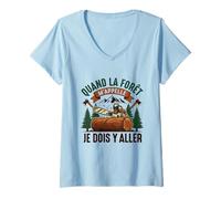 Femme Quand La Forêt m'appelle Je Dois Y Aller Forestier T-Shirt avec Col en V