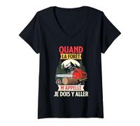Femme Quand La Forêt m'appelle Je Dois Y Aller Forestier T-Shirt avec Col en V