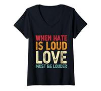 Femme Quand la haine est forte, l'amour doit être plus fort en couple, mari et femme T-Shirt avec Col en V
