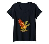 Femme Quand la Tortue poussait Ses Plumes, Conte amérindien T-Shirt avec Col en V