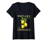 Femme Quand la Vie Vous Donne des Citrons, Faites du Limoncello T-Shirt avec Col en V