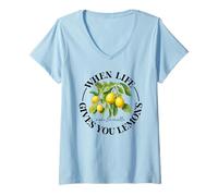 Femme Quand LA Vie Vous Donne des Citrons - Make Limoncello Spritz Amalfi T-Shirt avec Col en V