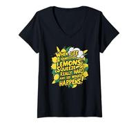 Femme Quand la Vie Vous Donne des Citrons, pressez-Les très Fort T-Shirt avec Col en V