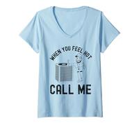 Femme Quand Les Femmes Ont Chaud, Elles m'appellent « Funny HVAC Technician » T-Shirt avec Col en V