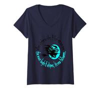 Femme Quand Les sorcières Font de l'équitation à l'approche d'halloween Aqua Text T-Shirt avec Col en V