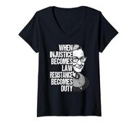 Femme Quand l'injustice devient loi, la résistance devient obligatoire - RBG T-Shirt avec Col en V