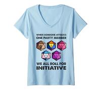 Femme Quand quelqu'un attaque un membre du parti, nous sommes tous partants T-Shirt avec Col en V