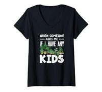 Femme Quand Quelqu'un me Demande si J'Ai des Enfants, Faire du Jardinage Amusant T-Shirt avec Col en V