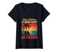 Femme Quand rien ne va bien, allez pêcher les pêcheurs détendus T-Shirt avec Col en V