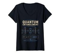 Femme Quantum Entanglement Physique Science Théorie Graphic Wear T-Shirt avec Col en V