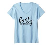 Femme Quarante et Fabuleux, 40 Ans, pour Femme Elle, 40e T-Shirt avec Col en V