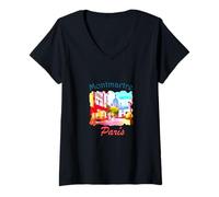 Femme Quartier des Peintres Montmartre Paris T-Shirt avec Col en V