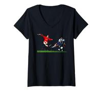 Femme Quarts de Finale de la Ligue Eric Cantona de Manchester Utd T-Shirt avec Col en V