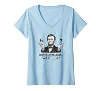 Femme Quatre Points et attentes 67 Abraham Lincoln Six Seven T-Shirt avec Col en V