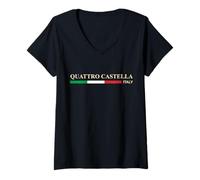 Femme Quattro Castella Italie T-Shirt avec Col en V