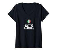 Femme Quattro Castella T-Shirt avec Col en V