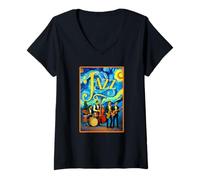 Femme Quatuor de Groupe de Jazz Post-impressionniste T-Shirt avec Col en V