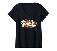 Femme Que Dieu Vous Repose, Joyeux Messieurs, Nouvelles de réconfort et de Joie Carol T-Shirt avec Col en V