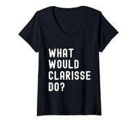 Femme Que Ferait Clarisse? T-Shirt avec Col en V