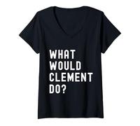 Femme Que Ferait Clement? T-Shirt avec Col en V