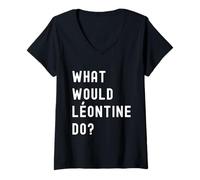 Femme Que Ferait Léontine? T-Shirt avec Col en V