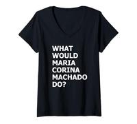 Femme Que ferait María Corina Machado - Mode démocratie activé T-Shirt avec Col en V