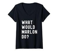 Femme Que Ferait Marlon? T-Shirt avec Col en V