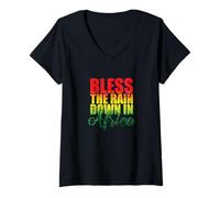 Femme Que la Pluie Tombe sur Le Continent Africain T-Shirt avec Col en V