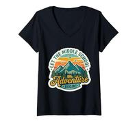 Femme Que L'Aventure du collège Commence dès Le Premier Jour T-Shirt avec Col en V